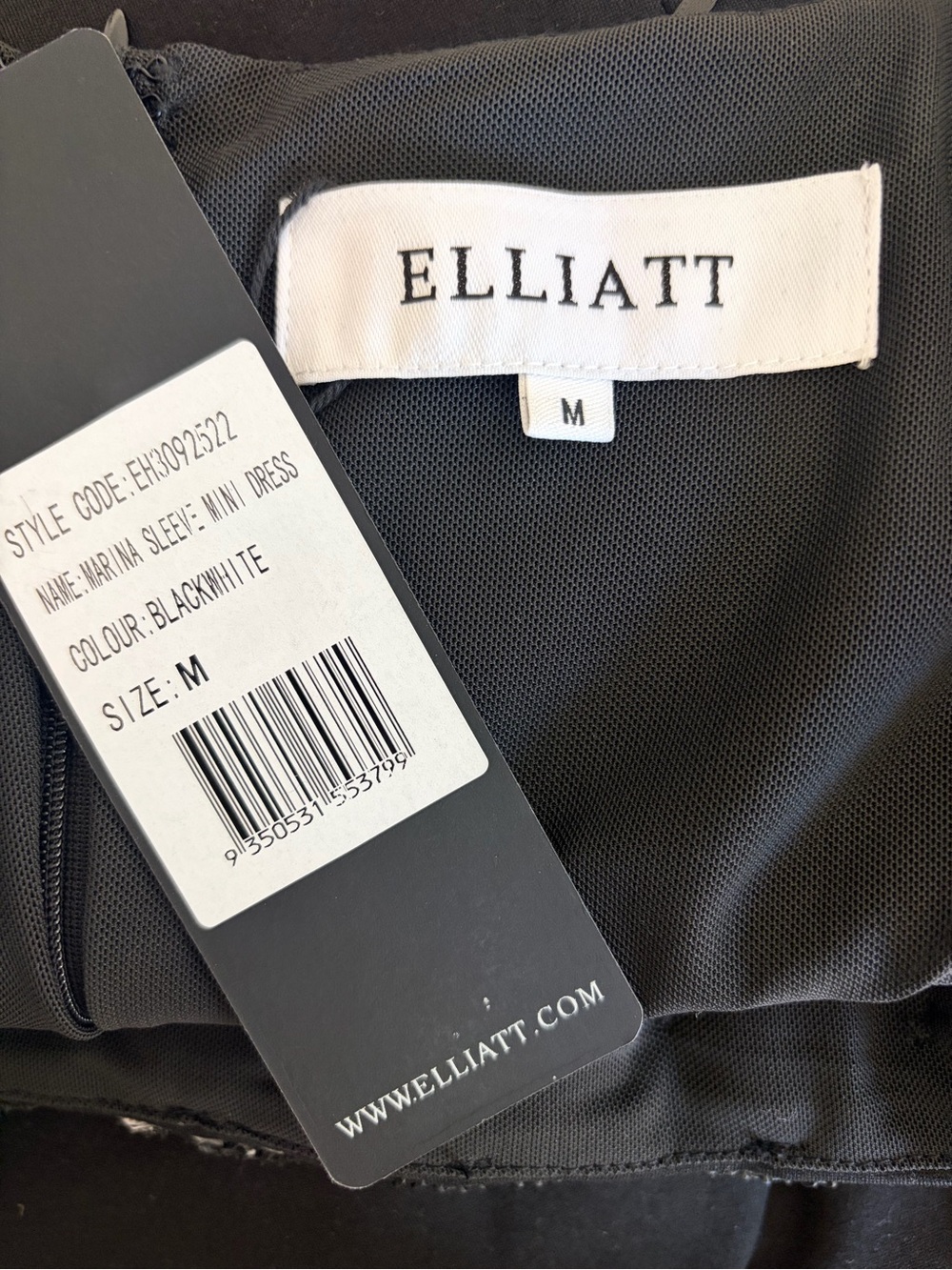 Elliatt Black Mini Dress with Floral-Trim Square Neckline | M - Picture 6 of 6